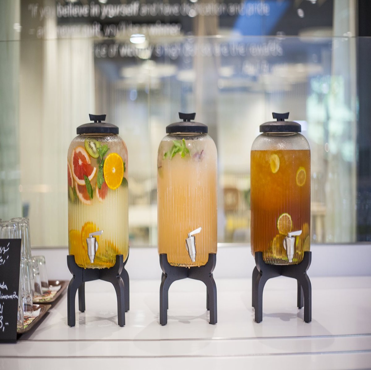 Homemade lemonades, coffee, tea, alcoholic beverages